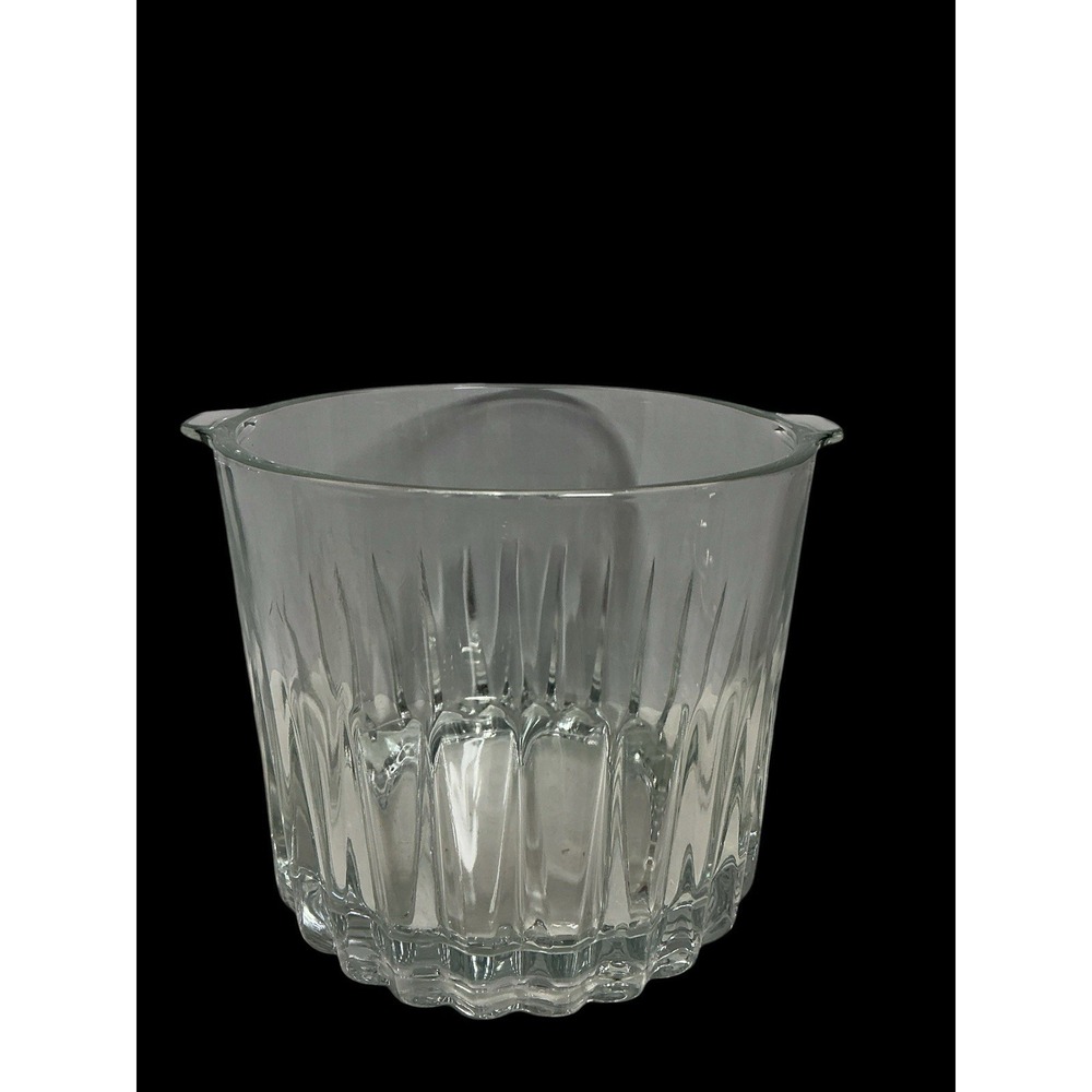 Vintage Crisa Kristalino Glass Ice Bucket, Mid Century Modern Barware Signed